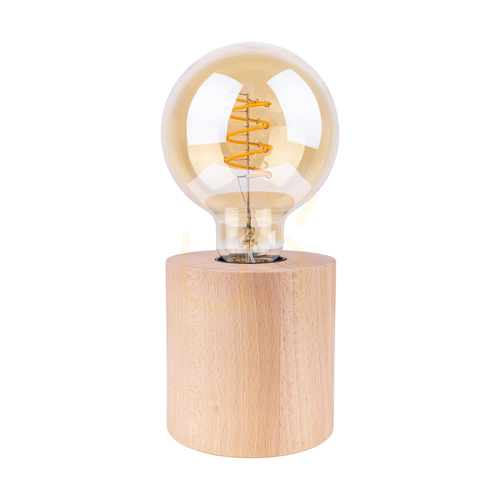 Skontrolujte Stolná lampa Trongo, 1xE27, Max. 25 W, bukové drevo/čierny PVC kábel, Ø 9,5 cm