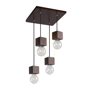 Závesné svietidlo Trongo Square, 4xE27, Max. 60 W, bukové a orechové drevo, čierny opletený kábel, 34 cm small 0