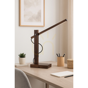 Stolná lampa Tukan, 1xLED, 3000 K, 5,5 W, bukové a orechové drevo, čierny opletený kábel s dotykovým stmievačom, 45 cm small 1