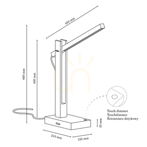 Stolná lampa Tukan, 1xLED, 3000 K, 5,5 W, bukové a orechové drevo, čierny opletený kábel s dotykovým stmievačom, 45 cm small 2