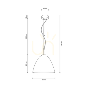 Závesné svietidlo Tumulo, 1xE27, Max. 60 W, chrómovaný kov / priehľadný PVC kábel / biele sklenené tienidlo, Ø 28,5 cm small 2