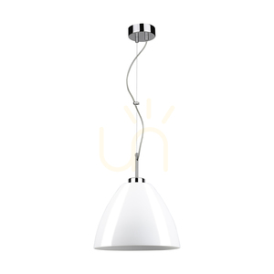 Závesné svietidlo Tumulo, 1xE27, Max. 60 W, chrómovaný kov / priehľadný PVC kábel / biele sklenené tienidlo, Ø 28,5 cm small 0