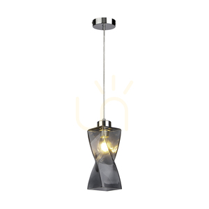 Závesné svietidlo Twist, 1xE27, Max. 25 W, chrómovaný kov / priehľadný PVC kábel / tienidlo z dymového skla, 10 cm small 1