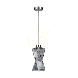 Závesné svietidlo Twist, 1xE27, Max. 25 W, chrómovaný kov / priehľadný PVC kábel / tienidlo z dymového skla, 10 cm small 0