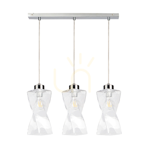 Závesné svietidlo Twist, 3xE27, Max. 25 W, chrómovaný kov / priehľadný PVC kábel / priehľadný sklenený tienidlo, 52 cm small 0