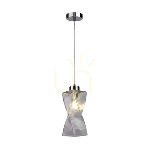 Závesné svietidlo Twist, 1xE27, Max. 25 W, chrómovaný kov / priehľadný PVC kábel / priehľadný sklenený tienidlo, 10 cm small 1