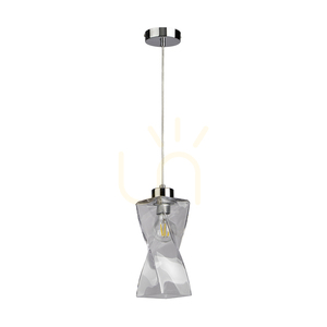 Závesné svietidlo Twist, 1xE27, Max. 25 W, chrómovaný kov / priehľadný PVC kábel / priehľadný sklenený tienidlo, 10 cm small 0