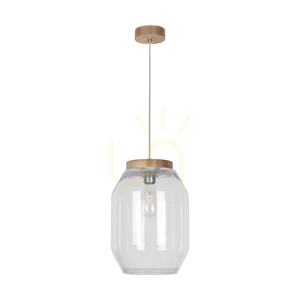 Závesné svietidlo Vaso 1xE27 Max. 60 W, olejovaný dub / priehľadný PVC kábel / priehľadný sklenený tienidlo Ø 24 cm small 0