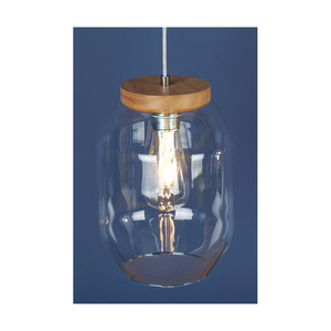 Závesné svietidlo Vaso 1xE27 Max. 60 W, olejovaný dub / priehľadný PVC kábel / priehľadný sklenený tienidlo Ø 19,5 cm small 2