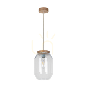 Závesné svietidlo Vaso 1xE27 Max. 60 W, olejovaný dub / priehľadný PVC kábel / priehľadný sklenený tienidlo Ø 19,5 cm small 0