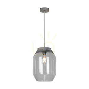 Závesné svietidlo Vaso, 1xE27, Max. 60 W, borovica morená na šedo, priehľadný PVC kábel, tienidlo z dymového skla, Ø 24 cm small 1