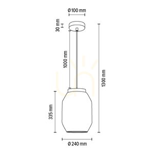 Závesné svietidlo Vaso, 1xE27, Max. 60 W, borovica morená na šedo, priehľadný PVC kábel, tienidlo z dymového skla, Ø 24 cm small 2