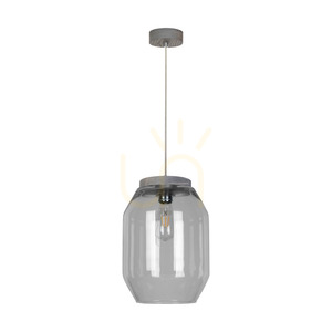 Závesné svietidlo Vaso, 1xE27, Max. 60 W, borovica morená na šedo, priehľadný PVC kábel, tienidlo z dymového skla, Ø 24 cm small 0