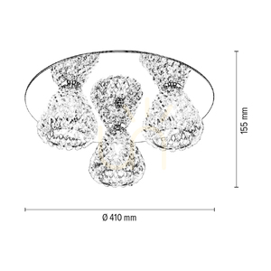 Stropné svietidlo Vegas, 3xG9, Max. 33 W, chrómový kov / priehľadný sklenený tienidlo, Ø 41 cm small 2