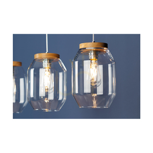 Závesné svietidlo Vaso, 3xE27, Max. 60 W, olejovaný dub / priehľadný PVC kábel / priehľadný sklenený tienidlo, 85 cm small 2