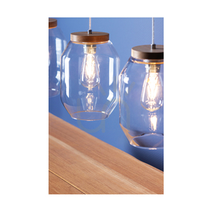 Závesné svietidlo Vaso, 3xE27, Max. 60 W, olejovaný dub / priehľadný PVC kábel / priehľadný sklenený tienidlo, 85 cm small 3