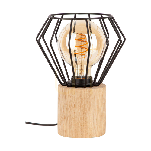 Skontrolujte Stolná lampa Vento, 1xE27, Max. 15 W LED, olejovaný dub / čierny PVC kábel / čierny kovový tienidlo, Ø 18 cm