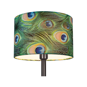 Stolná lampa Vert, 1xE27, Max. 40 W, čierny kov / čierny PVC kábel / viacfarebné tienidlo s motívom pávieho peria, Ø 25 cm small 4