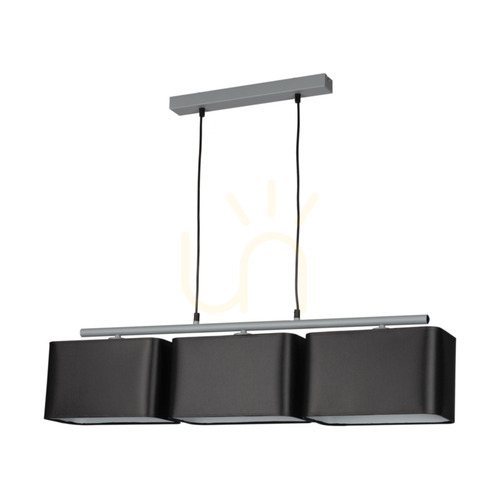 Skontrolujte Závesné svietidlo Vertigo, 3xE27, Max. 25 W, sivý kov / čierny PVC kábel / čierne tienidlo, 86 cm