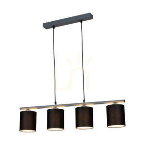 Závesné svietidlo Vertigo, 4xE27, Max. 25 W, sivý kov / čierny PVC kábel / čierne tienidlo, 86 cm small 1