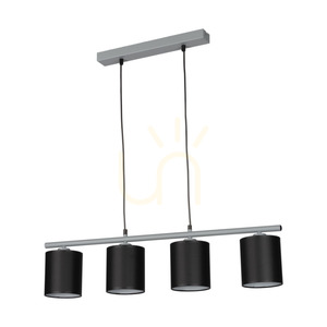 Závesné svietidlo Vertigo, 4xE27, Max. 25 W, sivý kov / čierny PVC kábel / čierne tienidlo, 86 cm small 0