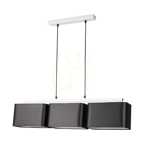 Skontrolujte Závesné svietidlo Vertigo, 3xE27, Max. 25 W, biely kov / čierny PVC kábel / čierne tienidlo, 86 cm