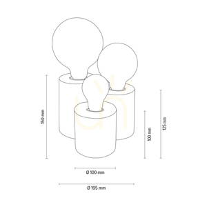 Stolná lampa Vincent, 3xE27, Max. 15 W, olejovaný dub/čierna, PVC kábel 19,5 cm small 2