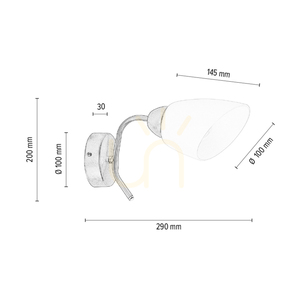 Nástenná svietidlo Viletta 1xE27 Max. 60 W, saténový kov / biely sklenený tienidlo, 29 cm small 3