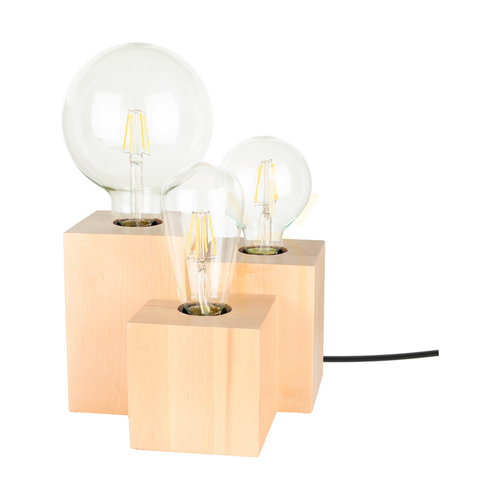 Skontrolujte Stolná lampa Vincent Square, 3xE27, Max. 15 W, breza/čierna, 20 cm PVC kábel