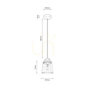 Závesné svietidlo Warnemünde 1xE27 Max. 60 W, olejovaný dub / čierny kov / čierny PVC kábel / tienidlo z dymového skla, Ø 13,5 cm small 3