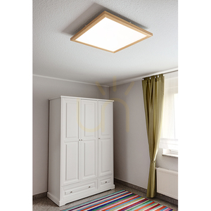 Stropné svietidlo Vivica Square, 1xLED, 2700–6200 K, 46 W, olejovaný dub/biely sklenený tienidlo s diaľkovým ovládaním, 62 cm small 1