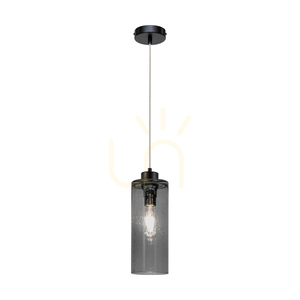 Závesné svietidlo Zefir, 1xE27, Max. 60 W, čierny kov / priehľadný PVC kábel / tienidlo z dymového skla, Ø 12 cm small 1