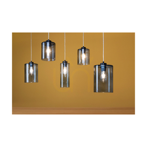 Závesné svietidlo Zefir, 1xE27, Max. 60 W, čierny kov / priehľadný PVC kábel / tienidlo z dymového skla, Ø 12 cm small 3