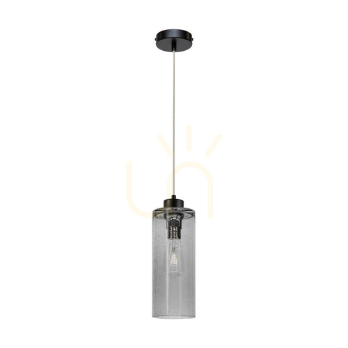 Skontrolujte Závesné svietidlo Zefir, 1xE27, Max. 60 W, čierny kov / priehľadný PVC kábel / tienidlo z dymového skla, Ø 12 cm