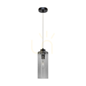 Závesné svietidlo Zefir, 1xE27, Max. 60 W, čierny kov / priehľadný PVC kábel / tienidlo z dymového skla, Ø 12 cm small 0