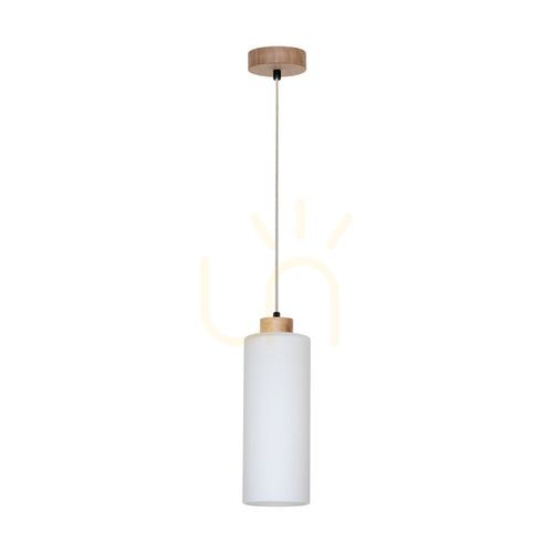 Skontrolujte Zavesené svietidlo Zefir, 1xE27, Max. 60 W, olejovaný dub / priehľadný PVC kábel / biele sklenené tienidlo, Ø 12 cm