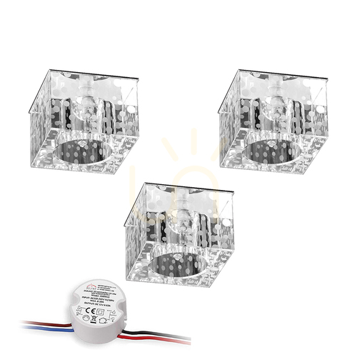Skontrolujte Súprava stropných svietidiel Cristaldream, obsahuje 3 LED žiarovky G4 (max.. 2,3 W), chrómový kov/priehľadné sklo, s napájacím zdrojom, 7 cm