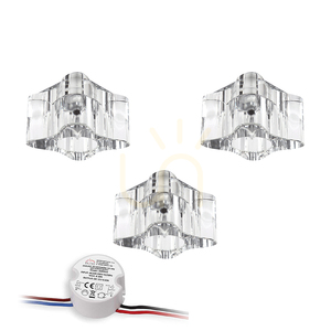 Súprava stropných svietidiel Cristaldream, obsahuje 3 LED žiarovky G4 (max.. 2,3 W), číre sklo, s napájacím zdrojom, 8 cm small 0