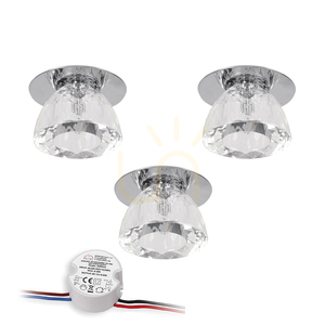 Súprava stropných svietidiel Cristaldream, obsahuje 3 LED žiarovky G4 (max.. 2,3 W), chrómový kov/priehľadné sklo, s napájacím zdrojom, Ø 8 cm small 0