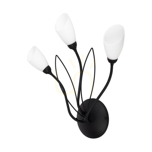 Skontrolujte Nástenná svietidlo Gloriosa, 3xG9, Max. 6 W LED, čierny kov / biely sklenený tienidlo, 46 cm