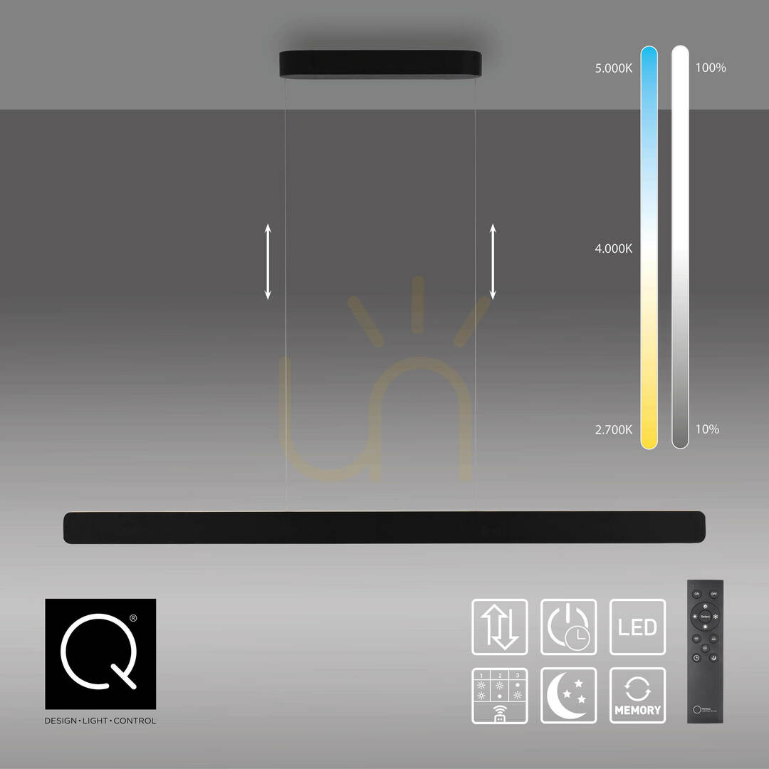 vyhliadka Q-STRETTO 2687-18 Čierne závesné svietidlo s 2 LED diódami Q-STRETTO 2687-18 Čierne závesné svietidlo s 2 LED diódami