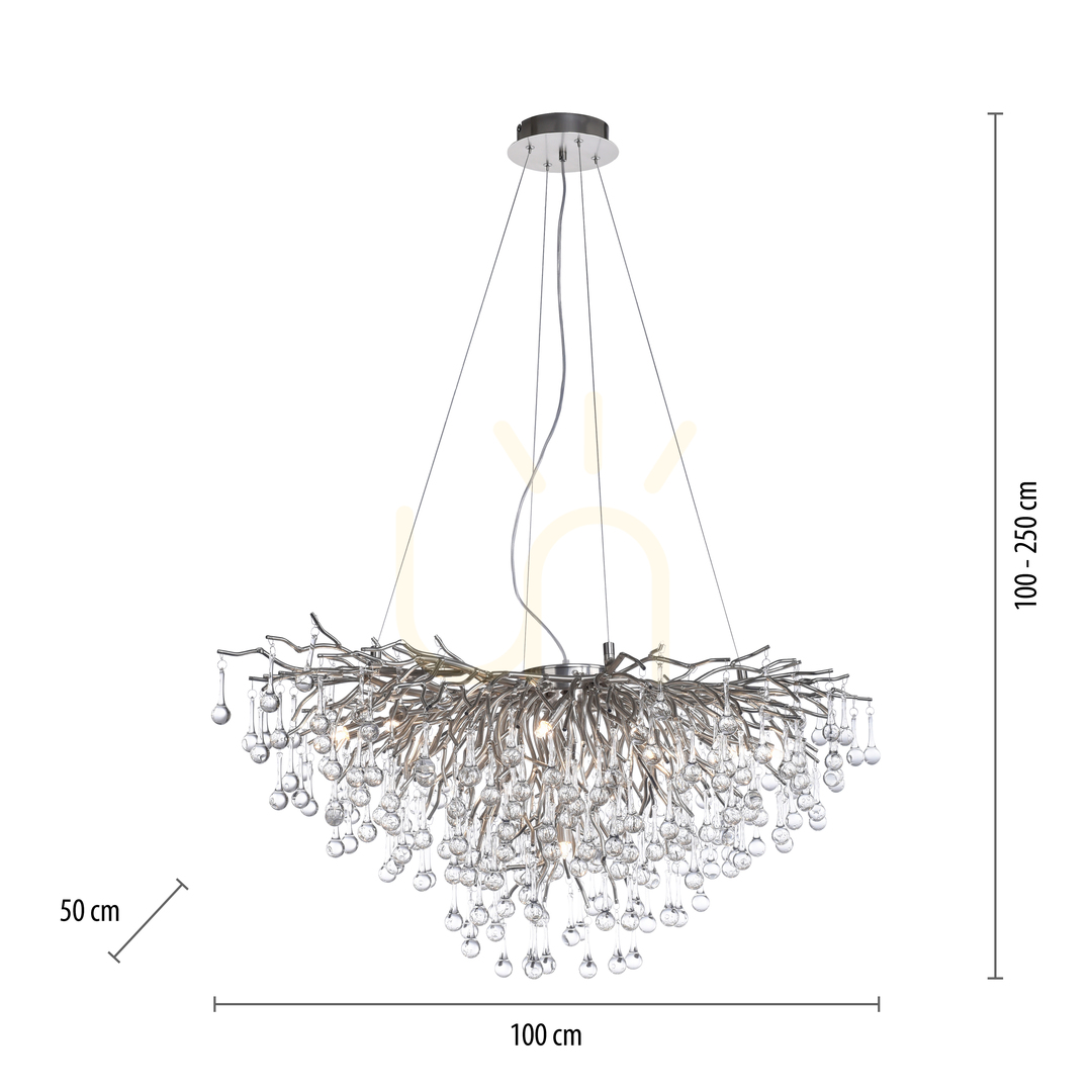Displej ICICLE 2192-55 Strieborné závesné svietidlo 10xG9 ICICLE 2192-55 Strieborné závesné svietidlo 10xG9