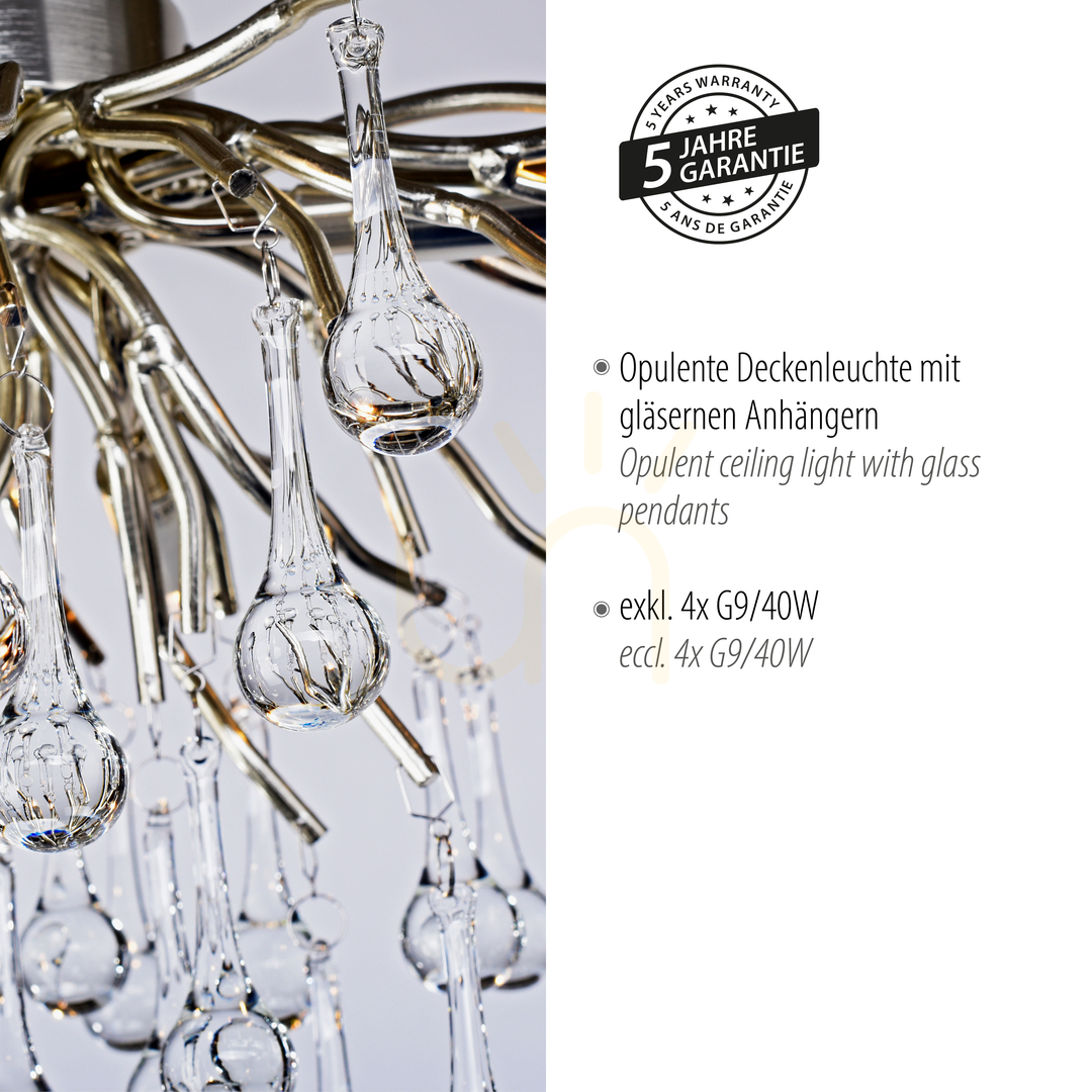Šou Stropné svietidlo ICICLE 8090-55 strieborné, 4xG9 Stropné svietidlo ICICLE 8090-55 strieborné, 4xG9