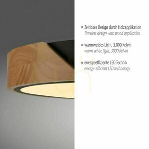 LED stropné svietidlo Zuma Line BILA 14288-18 čierne s dreveným dekorom 32 cm 24 W 3000 K small 14