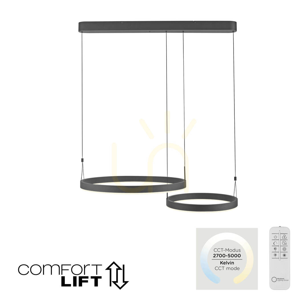 vyhliadka ESKO 2360-18 Čierna závesná lampa s 2 LED žiarovkami ESKO 2360-18 Čierna závesná lampa s 2 LED žiarovkami