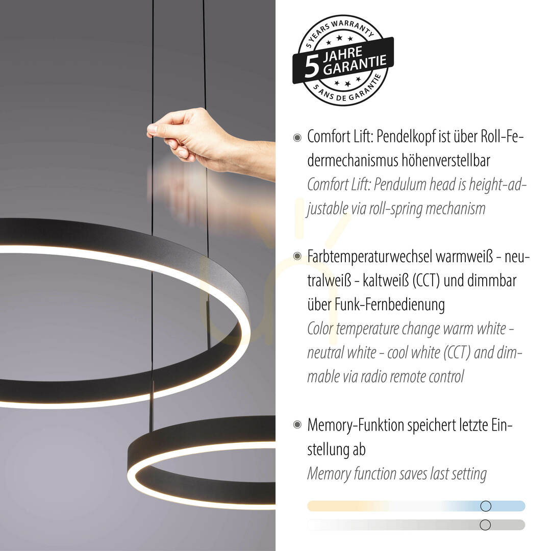 Šou ESKO 2360-18 Čierna závesná lampa s 2 LED žiarovkami ESKO 2360-18 Čierna závesná lampa s 2 LED žiarovkami