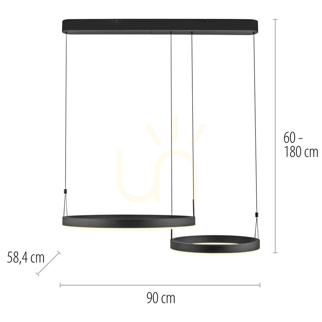 Displej ESKO 2360-18 Čierna závesná lampa s 2 LED žiarovkami ESKO 2360-18 Čierna závesná lampa s 2 LED žiarovkami