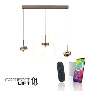 Q-ROTATE 2248-34 Hnedé závesné svietidlo s 3 LED diódami small 1