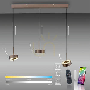 Q-ROTATE 2248-34 Hnedé závesné svietidlo s 3 LED diódami small 11
