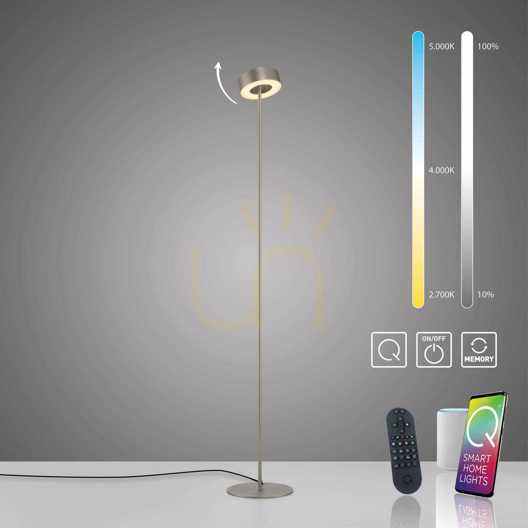 vyhliadka Stojaca lampa Q-ROTATE 324-95, strieborná, 1xLED Stojaca lampa Q-ROTATE 324-95, strieborná, 1xLED
